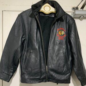 VINTAGE WILLOWDALE BLACKHAWKS G.T.H.L. LEATHER JACKETS SIZE XS